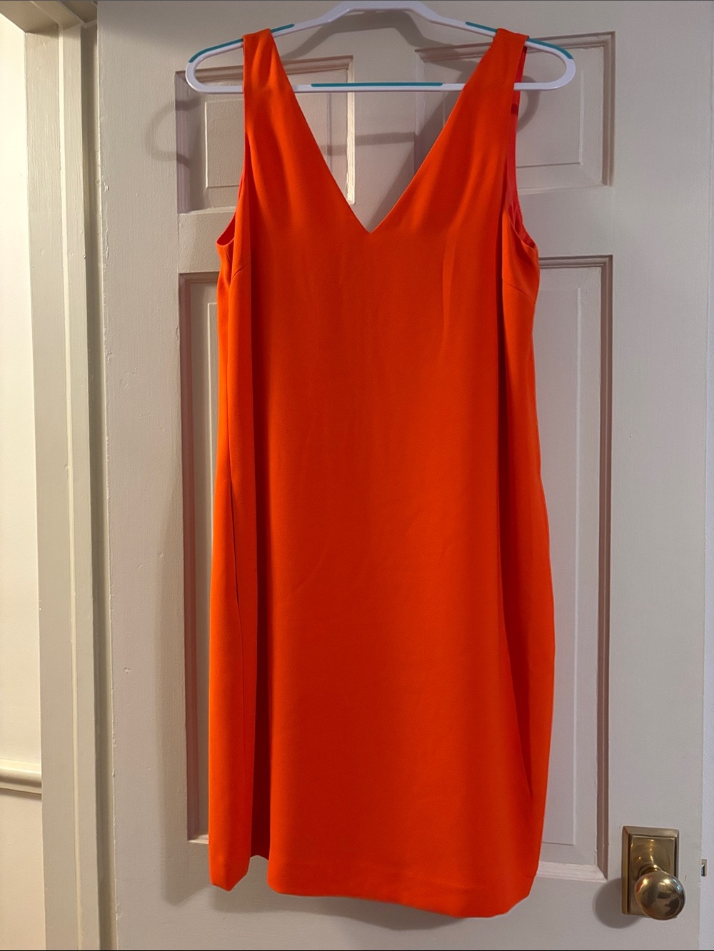 Lauren by Ralph Lauren Bright Orange V-Neck Sleeveless Mini Dress